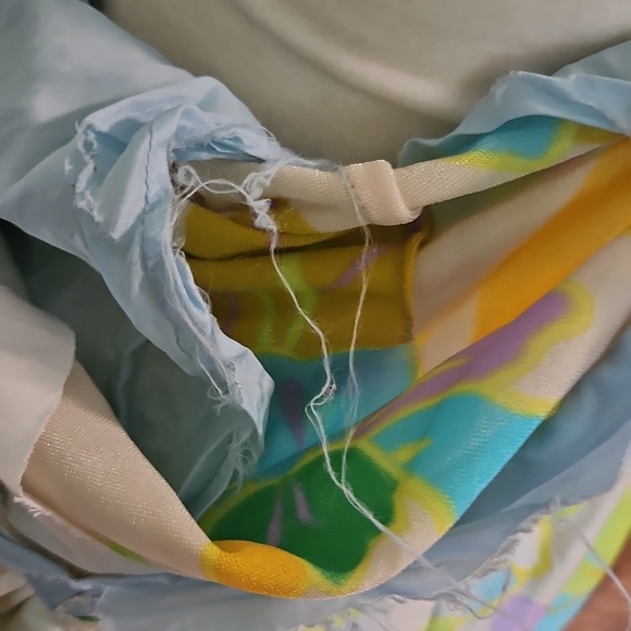 70s Floral Ruffle V-Neck Long Sleeve Maxi Dress - Green & Yellow M? - Picture 5 of 6